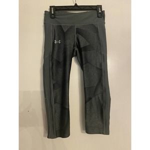 Under Armour Cropped Leggings Pants Womens Medium Gray Heat Gear Compression